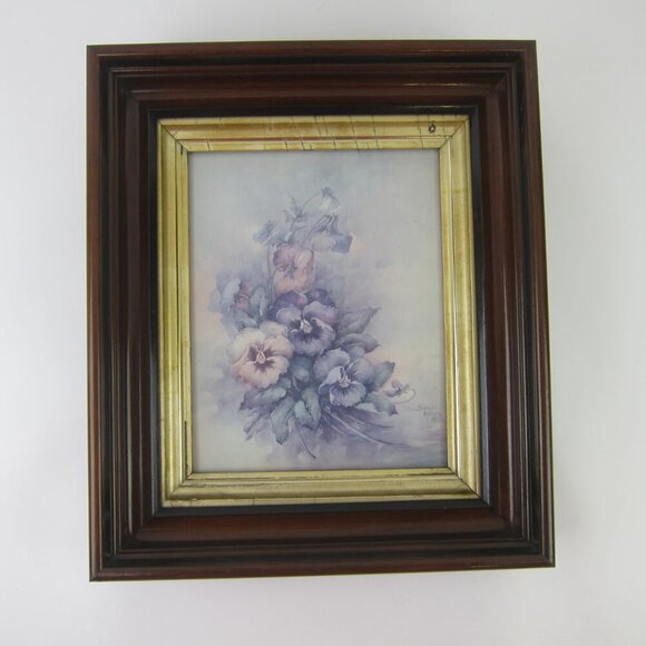Antique Victorian Deep Picture Frame Wood Gilt Vintage Sonie Ames Flower Print - Picture 15 of 15